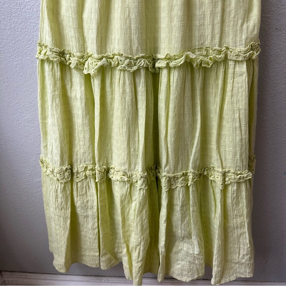 mable lime green yellow smock lace sleeve maxi dress womens M - Picture 3 of 8